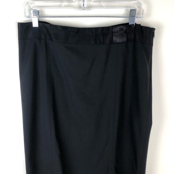Theory- Black Pencil Skirt bow ribbon belt hem - Picture 2 of 13
